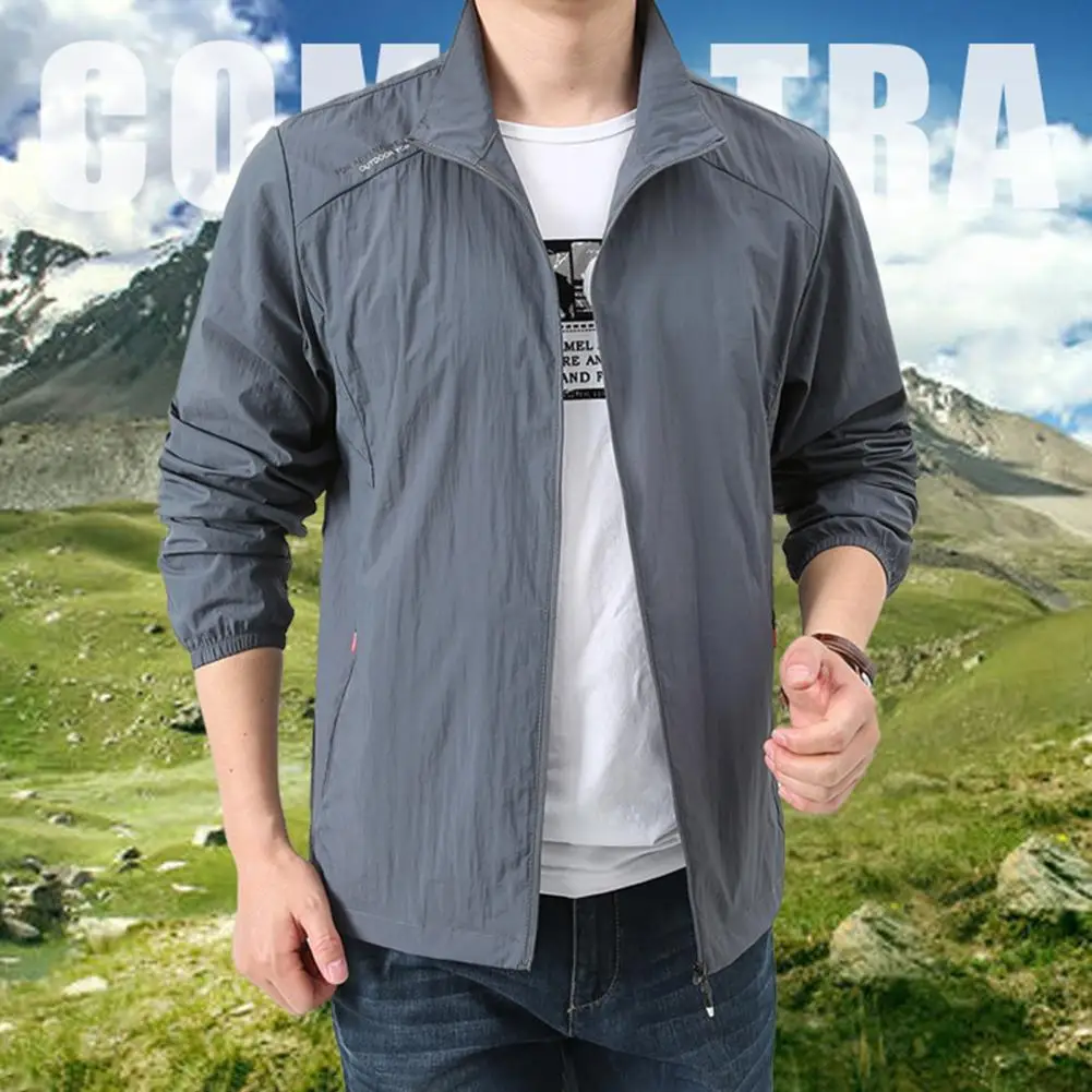 Lapel Coat Men's Outdoor Sun Jacket for Cycling Hiking Fishing Quick Dry Skin Coat for Sports Camping Active