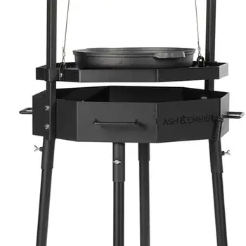 Argentine-Inspired Santa Maria Fire Grill by Titan Great Outdoors, featuring Adjustable Grate, Cast Iron Skillet, and Flywheel C 1