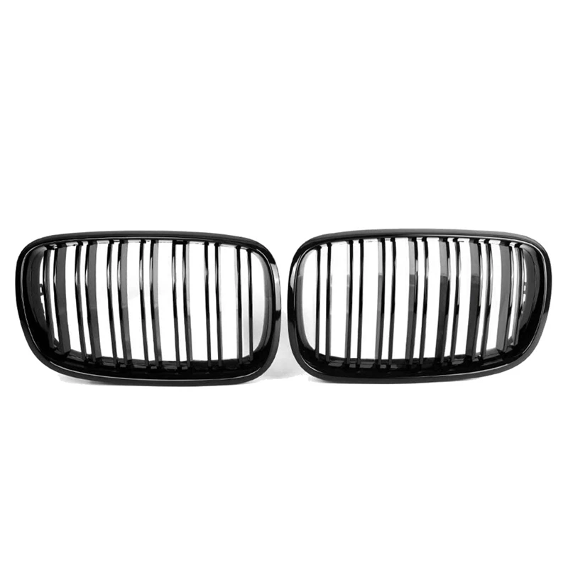 BMW X5 E70 2007-2013 X6 E71 2008-2014 용 광택 블랙 자동차 전면 키드니 그릴, 2 개