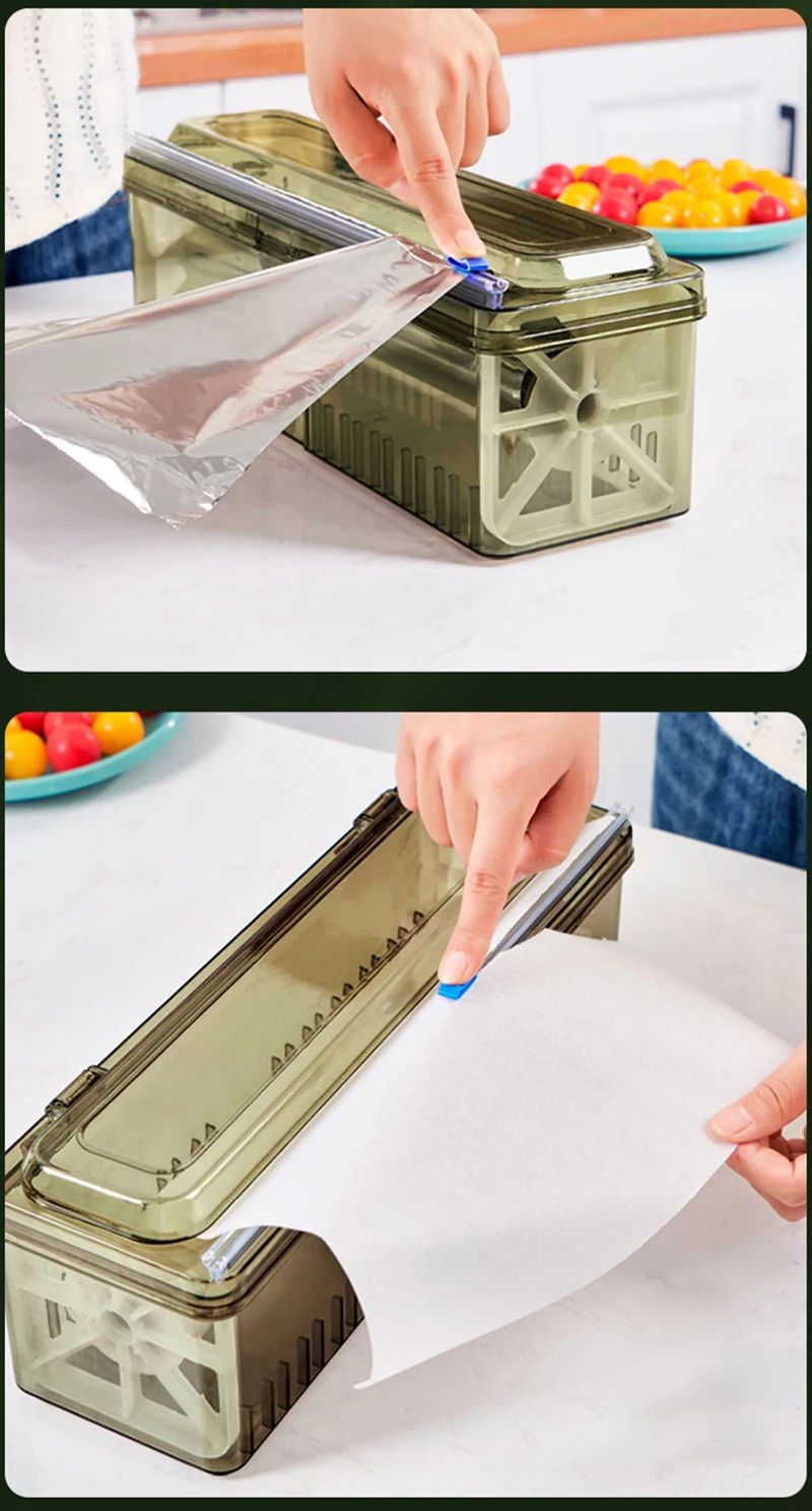 Cling Film Dispenser Food Wrap Cutter Plastic Food Wrap Dispenser
