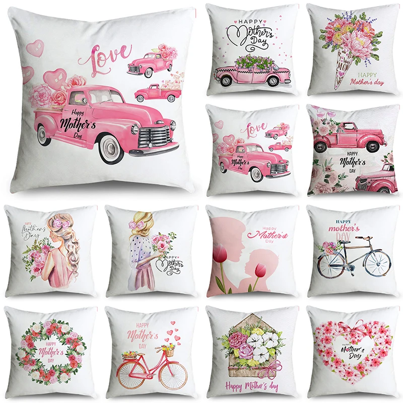 

NIGHTWISH Simple Style Mother's Day Pillowcase Gifts Love Letters Design Cushion Cover 40/45/50cm