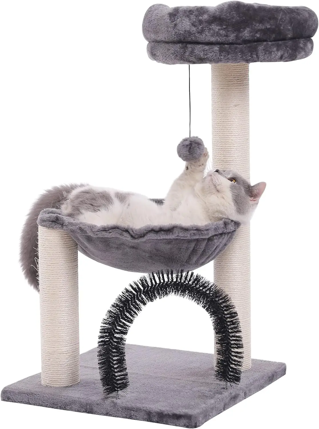 

Cat Tree 27.8-Inch Tall Indoor Cat Tower Tree With Scratching Post Plush Basket And Play Rack Suspension Ball For Cat Perching