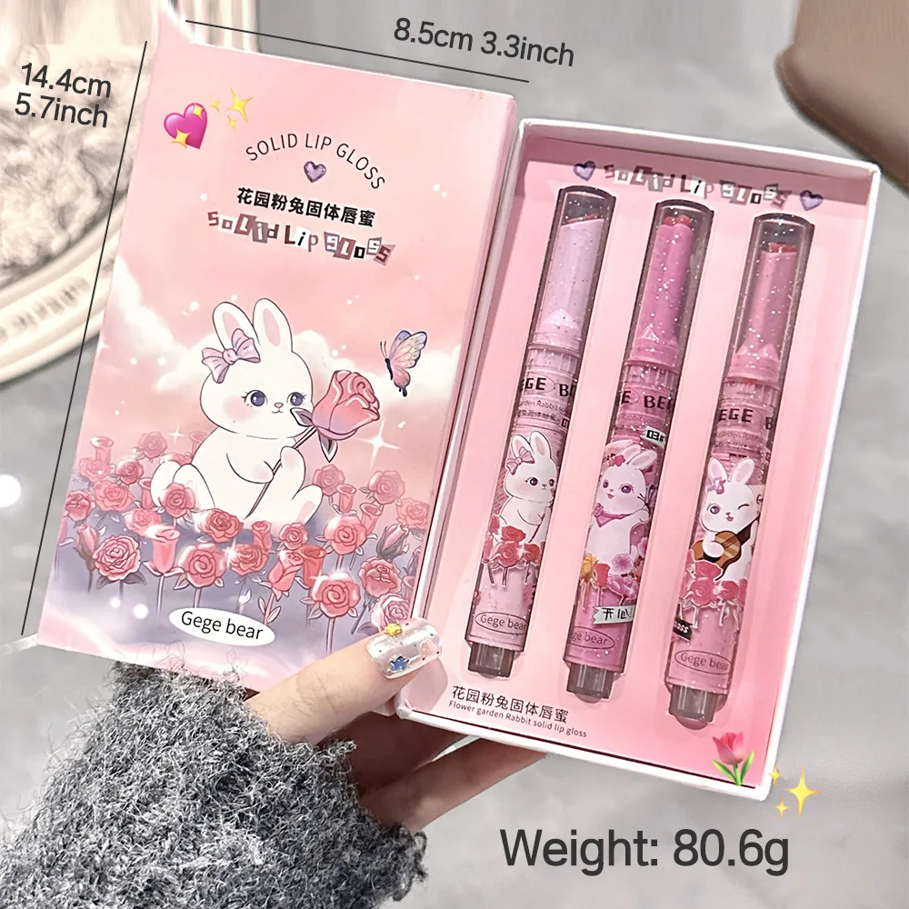 Lip Gloss Solid Lip Gloss Gege Bear Garden Pink Rabbit Moisturizing Watery Colored Lip Balm Tender Lipstick Set