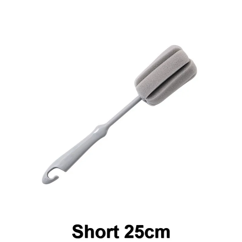 Brosse éponge à long manche pour la cuisine et le ménage, brosse pour bouteille, tasse, livres, petit, #2493