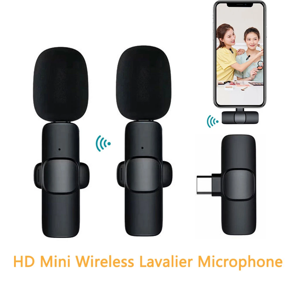 Y22 Wireless Lavalier Microphone Portable Audio Video Recording Plug Play Mic For IPhone Android Live Game Mobile Phone Camera studio microphone