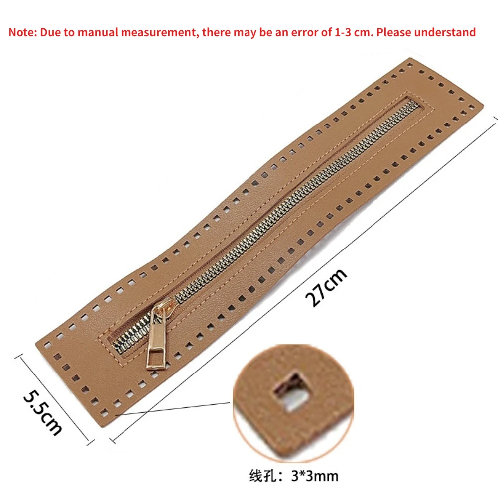 27cm Long Solid Leather Zipper for Handbag Crochet Bag Hardware Practical Sewing Accessory Purse Accessories Diy Bag