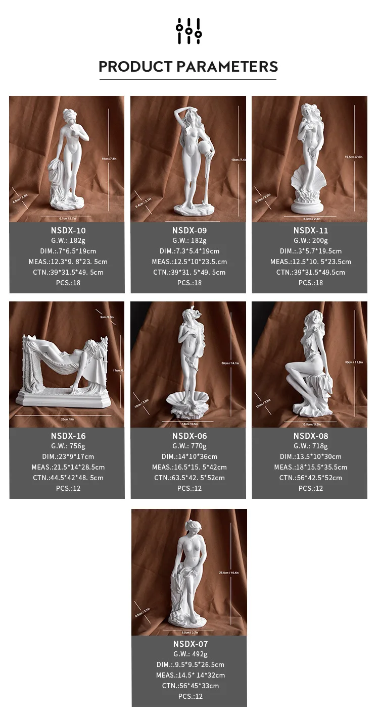 Dimensions de la statue Vénus grecque en résine