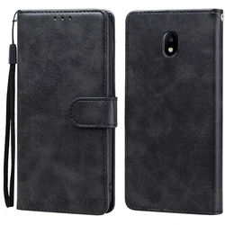 Premium Flip Wallet Silicone Phone Case Cover for Samsung J7 2017 (Black)