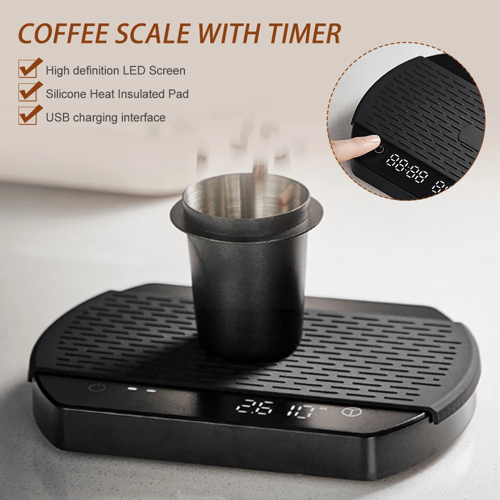 Mini Coffee Scale with Timer USB Rechargeable 3kg/0.1g Digital Scale oz/ml/g Units with Silicone Cover for Espresso Pour Over - AliExpress