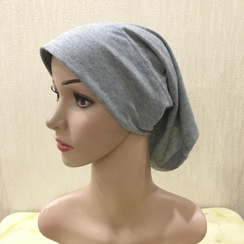 H066 Plain tube hat with cardboard underscarf Muslim Turban Pure Color Stretch Inner Hijabs Women Head Scarf Under Hijab Bonnet