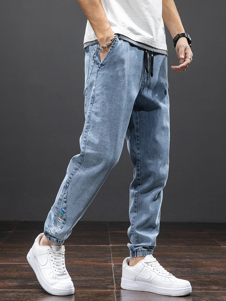 Frühling Sommer Schwarz Blau Fracht Jeans Männer Streetwear Denim Jogger Hosen Männer Baggy Harem Jean Hosen Plus Größe 6XL 7XL 8XL — изображение 2