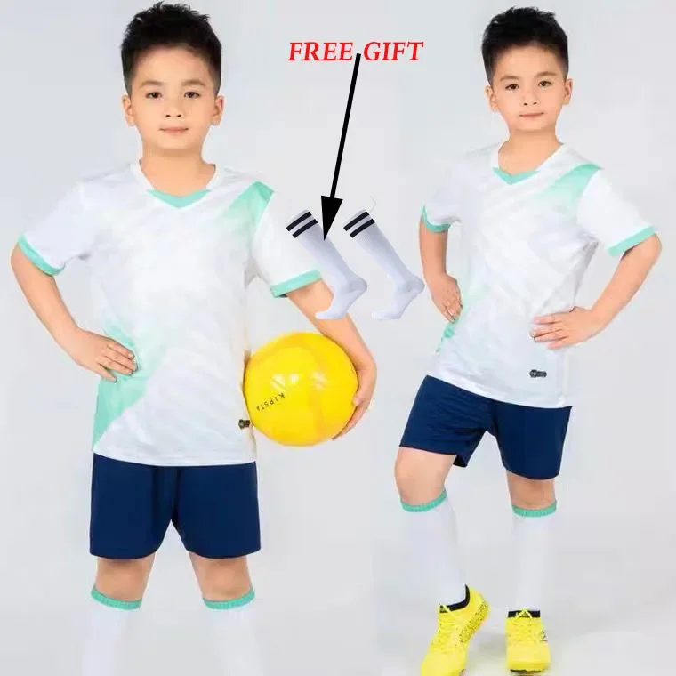 Kids Football Jersey Personalized Custom Boy Soccer Jersey Set Polyester Soccer Uniform Breathable Football Uniform For Children