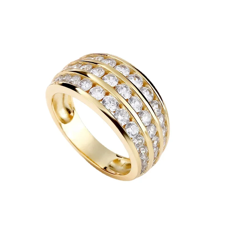 

Gold Sparkling Triple Row Cubic Zirconia Copper Ring Women's Fine Jewellery Christmas Jewellery Gifts Free Shipping