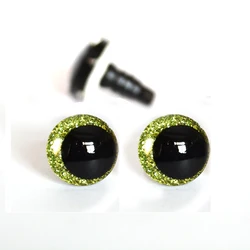 Set of 20 Colorful Round Cartoon Glitter Toy Safety Eyes with Washers - 30mm (Light green)