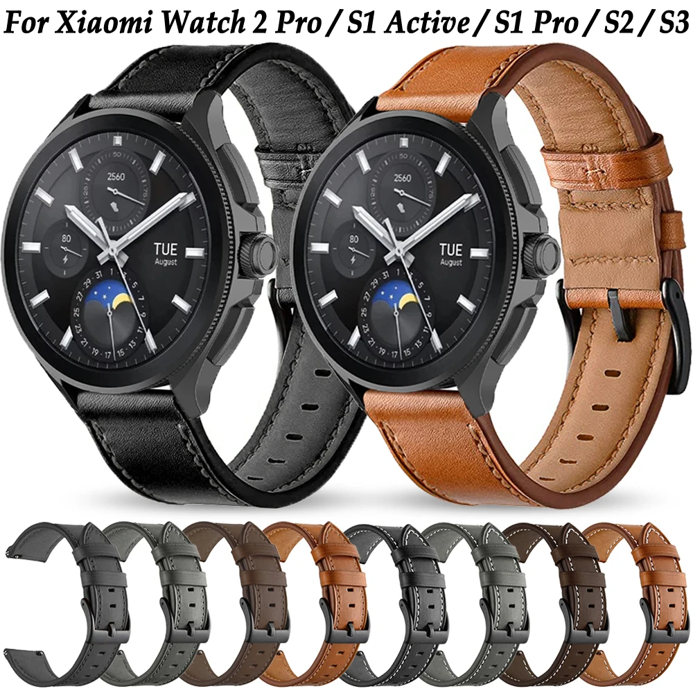 

22mm Leather Strap For Xiaomi Watch 2 Pro / S3 S2 / Xiaomi S1 Active / S1 Pro Band Bracelet Belt Replacement Accessories