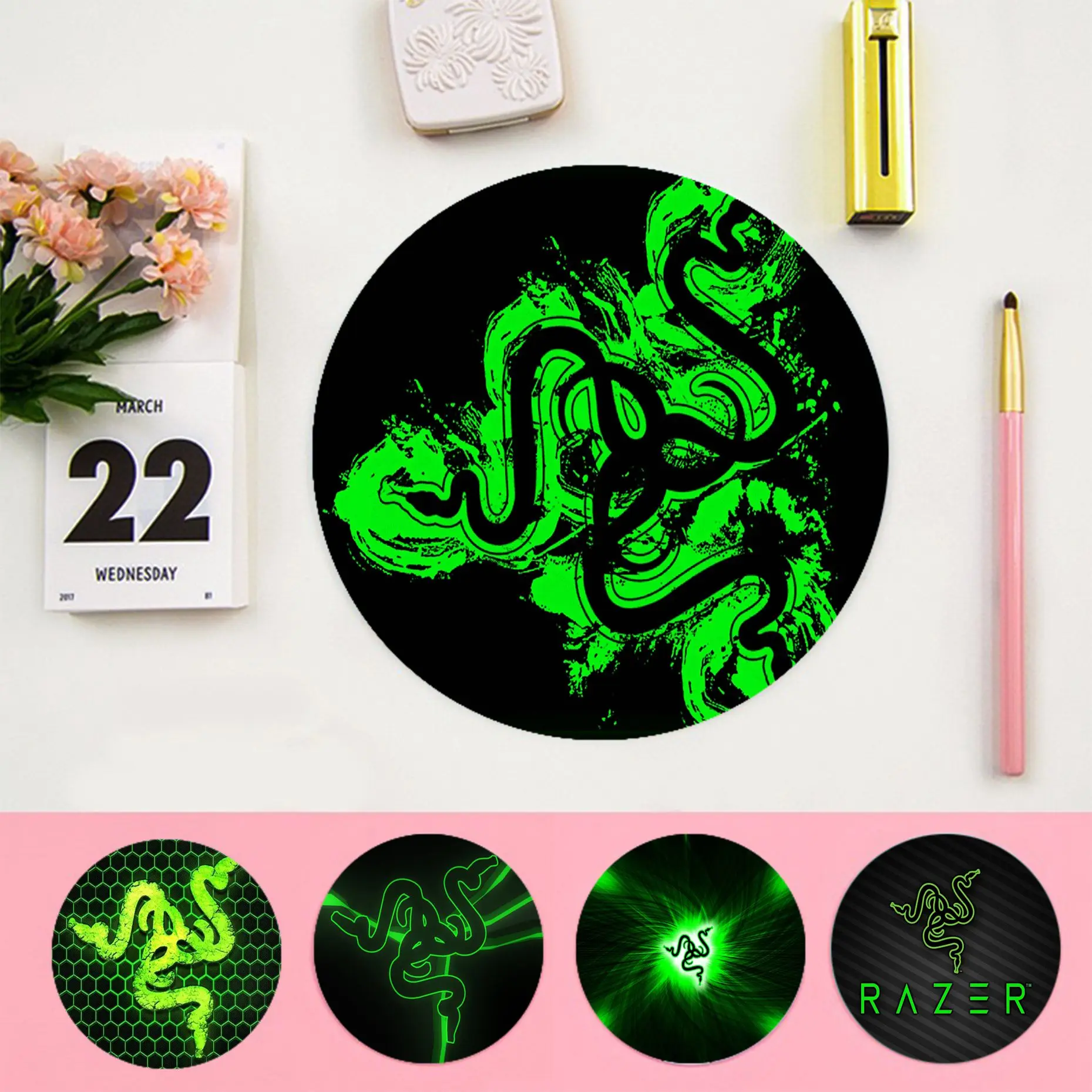 

R-RA-ZERES Mousepad DIY Round Thickened Mouse Pad Oversized Gaming Keyboard Table Mat Desk Set Accessories Desktop Mat