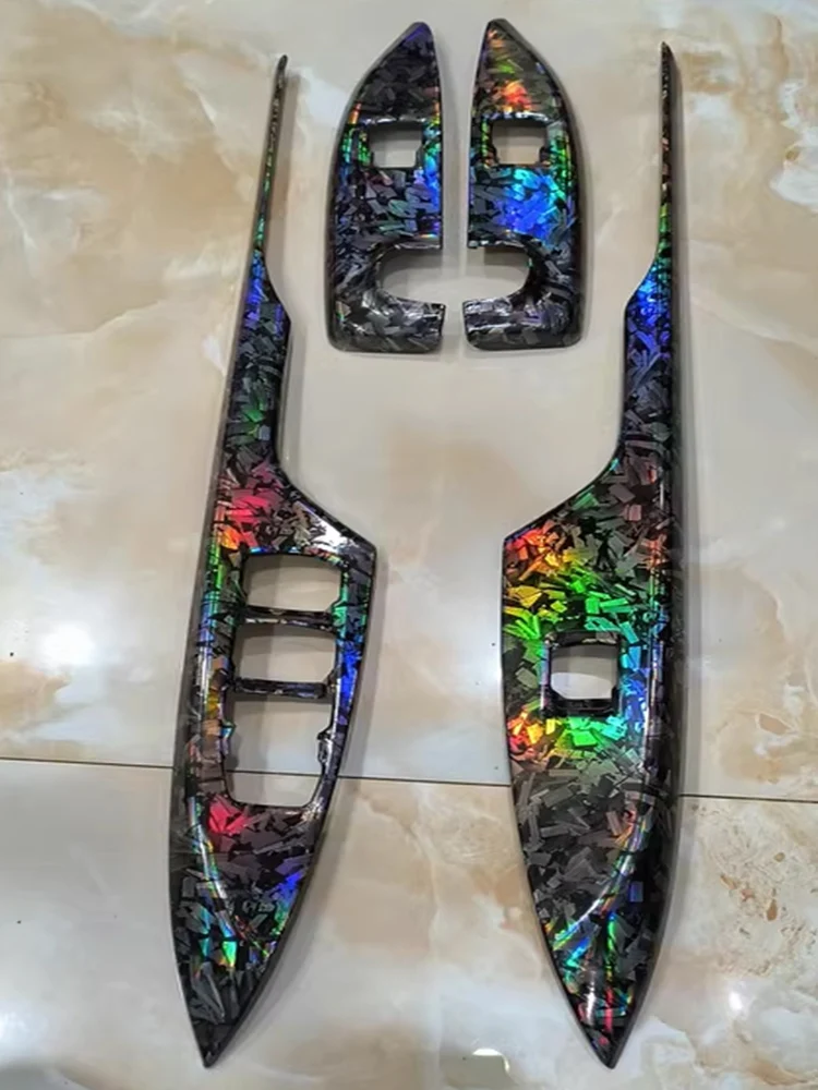 Glossy Laser Forged Carbon Fiber Wrap Vinyl Motorcycle Stickers Rainbow Holographic Car Body Color Change Film