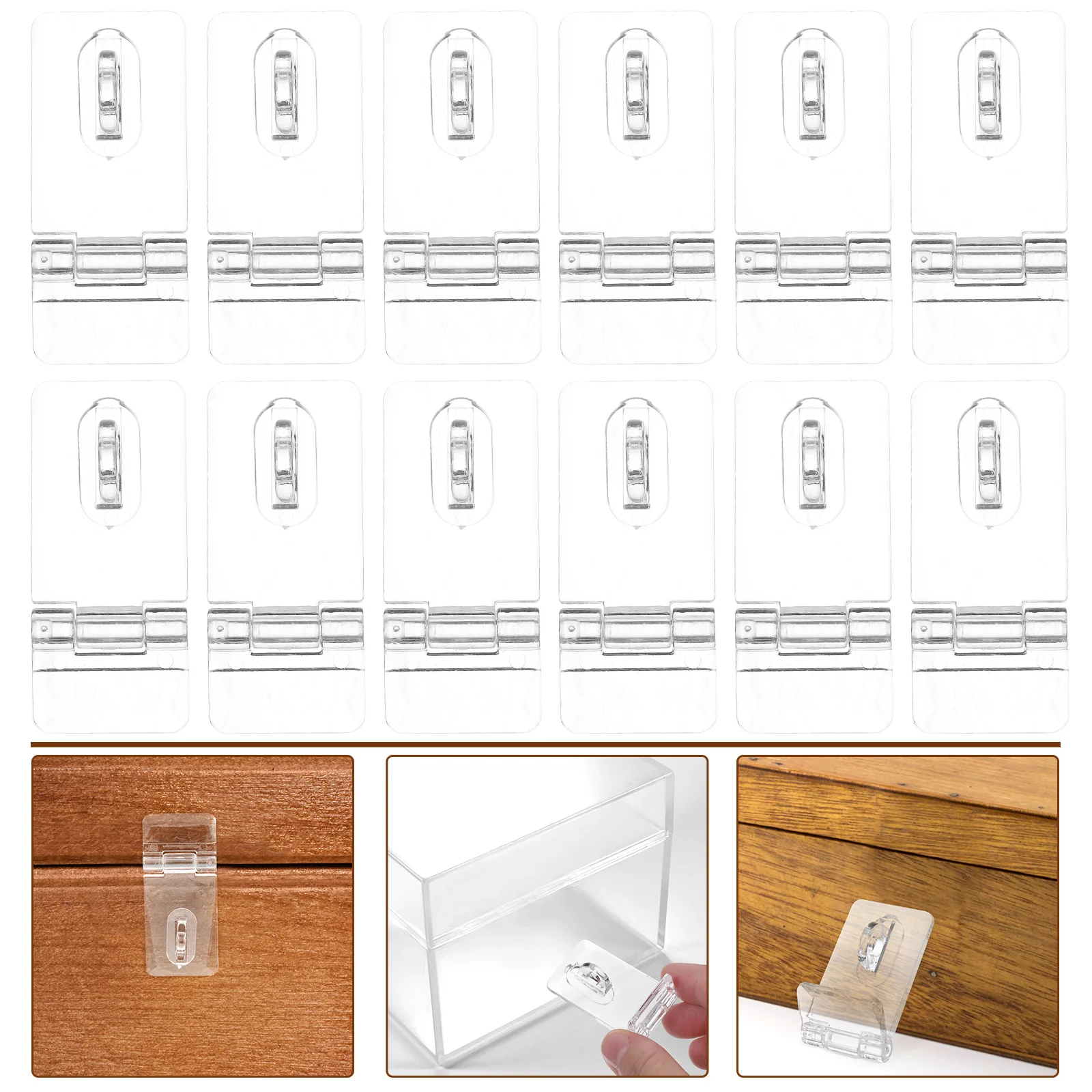 12 Sets Lock Latches Acrylic Hasp Buckle Transparent Jewelry Boxes Mini Padlock Cabinet Hinges