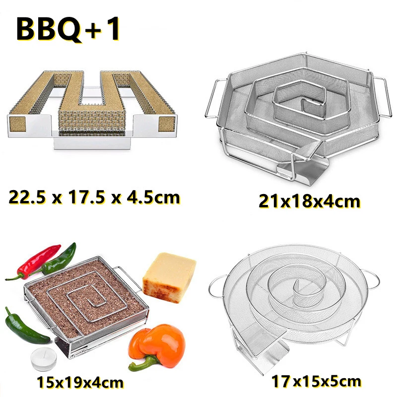 Cold Smoke Generator for Smoker BBQ Grill Cold Smoke Generator Smoker Wood Pellet Kitchen Supplies with Clean Brush 2Pcs Hooks