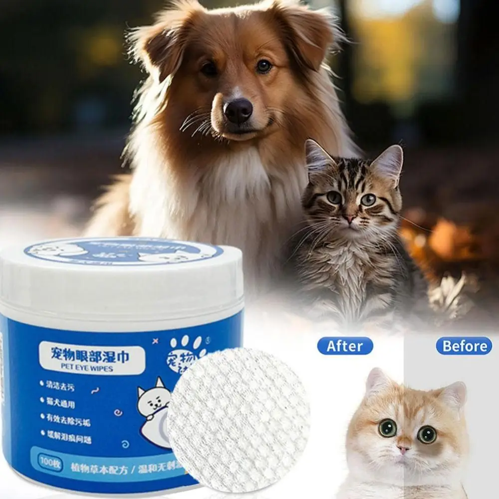 No Irritation Pet Eye Wipes for Dog Cat Tearmark Cleaning