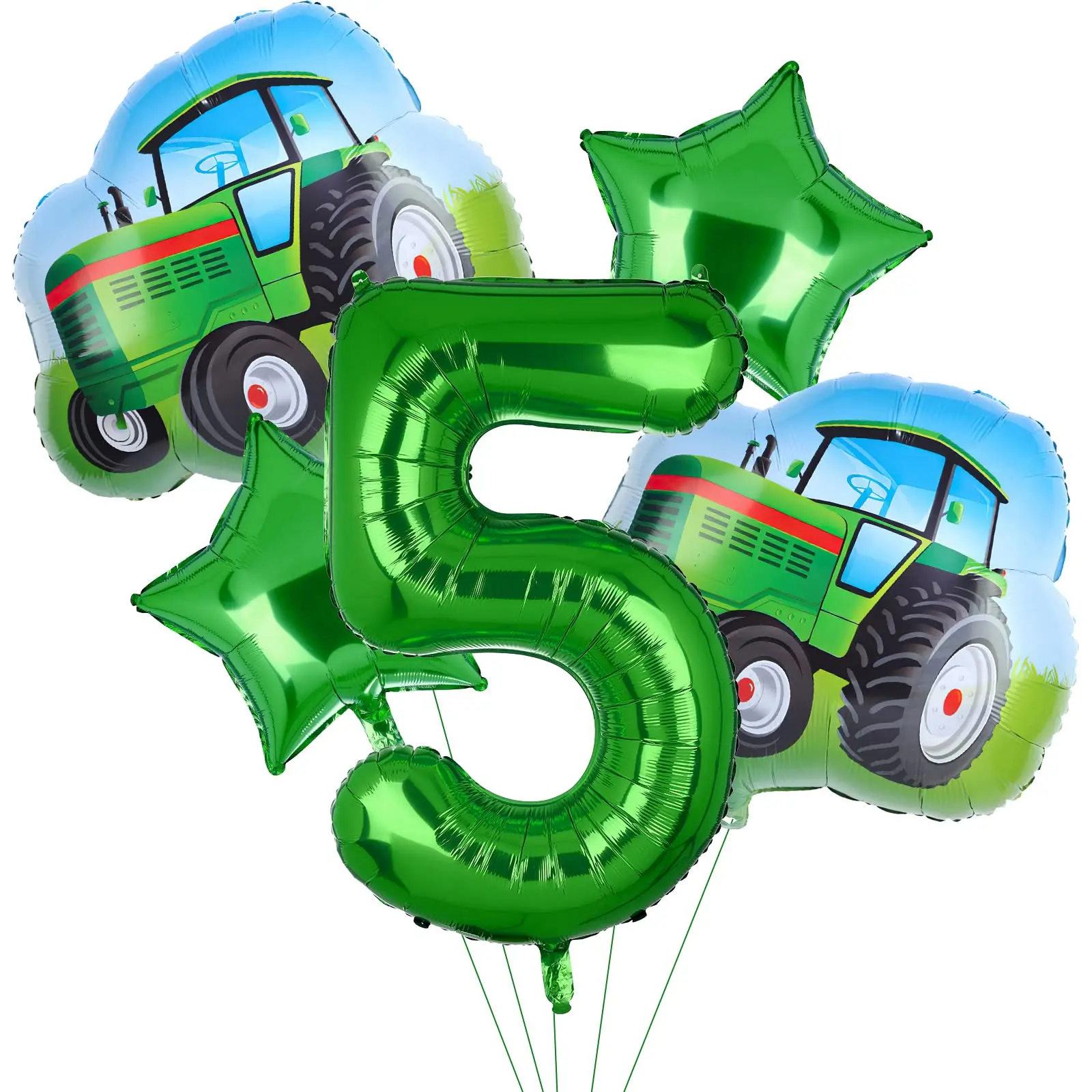 Farm Tractor Party Decor Set - Tableware, Napkins, Tablecloth, Banner, Balloons & Cake Topper