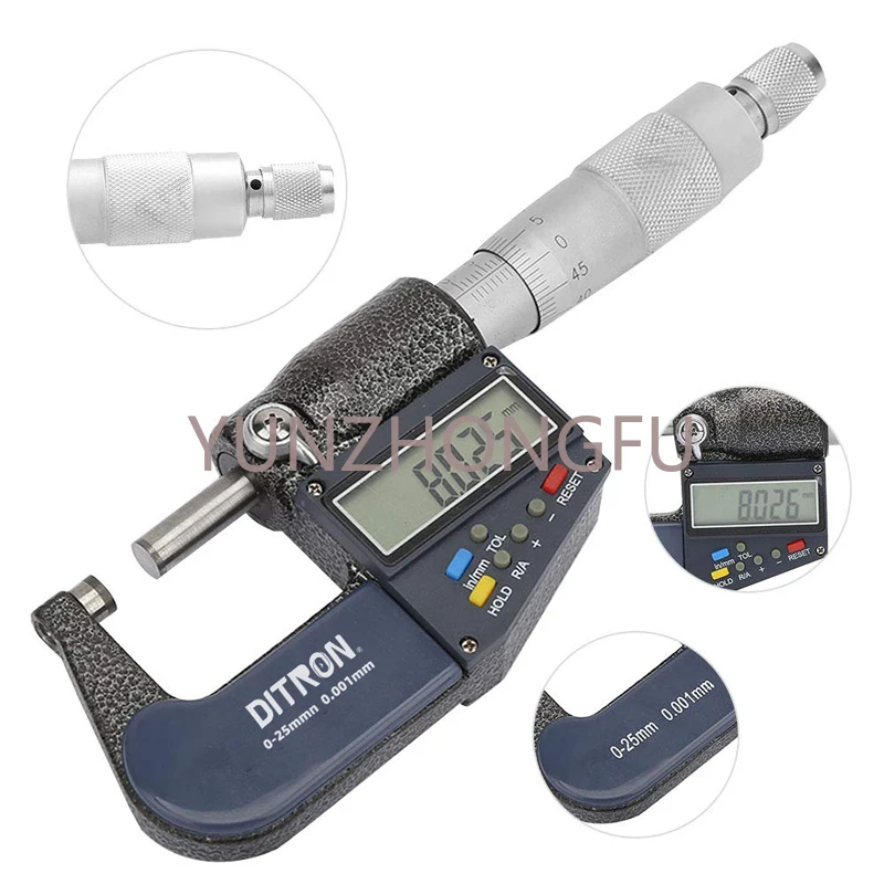 

Digital Micrometer 0-25mm 25-50mm 50-75mm 75-100mm Electronic Outside Micrometers Chrome Plated Caliper Gauge Measuring Tools