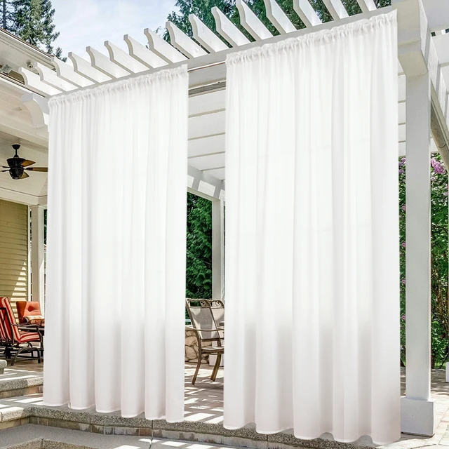 Rideau transparent extérieur blanc pour décoration de drapé de jardin,  décor semi-ombragé, pergola, cabane, pergola, gazebo, porche, chambre à  coucher - AliExpress