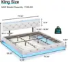 Floating King Bed Frame with LED Lights and USB Ports Modern Upholstered Platform LED Bed Frame King Size,White 2