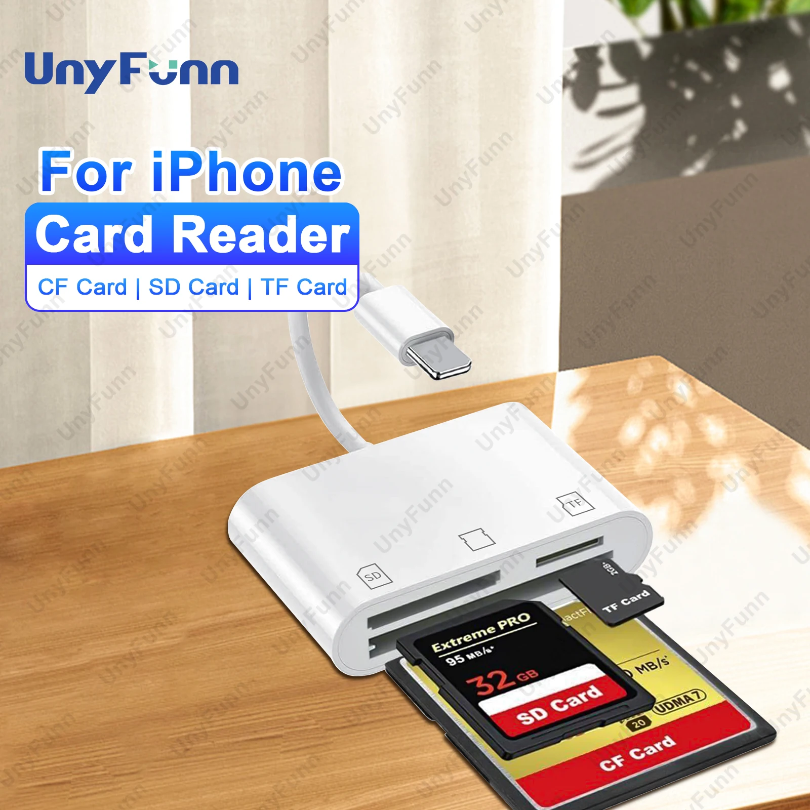 3in1 CF SD Card Reader for iPhone Compact Flash Memory Card Reader Adapter 3 Slots MicroSD CF SD Game Digital Camera Viewer memory card reader