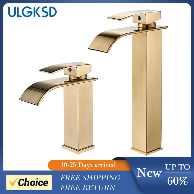 Waterfall Bathroom Basin Sink Faucet Single Handle Mixer Tap Hot&Cold Water Mixer Taps Bathroom Deck Mounted Faucets Basin Crane