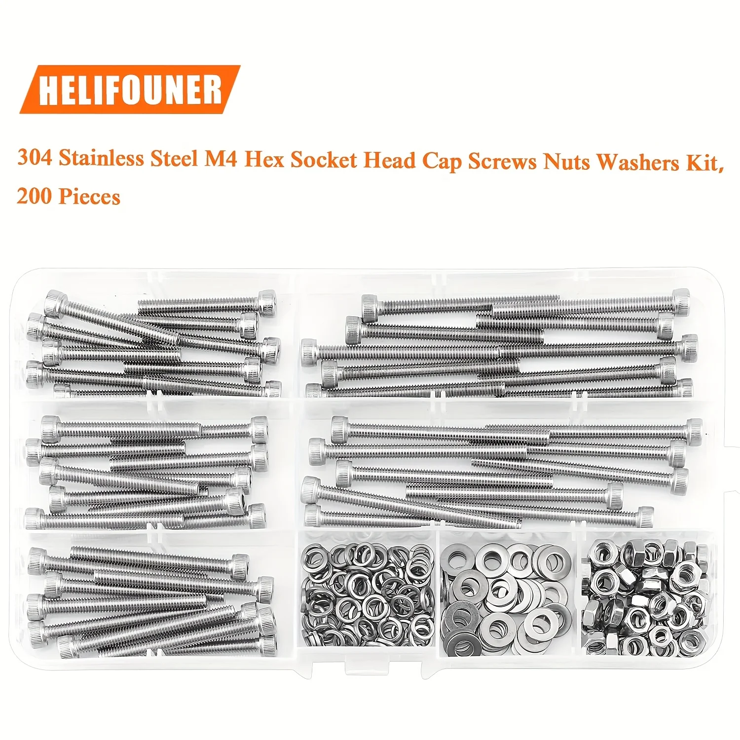 200 PCS M4 x 30mm/35mm/40mm/45mm/50mm, 335PCS M4 x8mm/x10mm/x12mm/x16mm/x18mm/x20mm/x25mm Hexagonal socket head metric screw