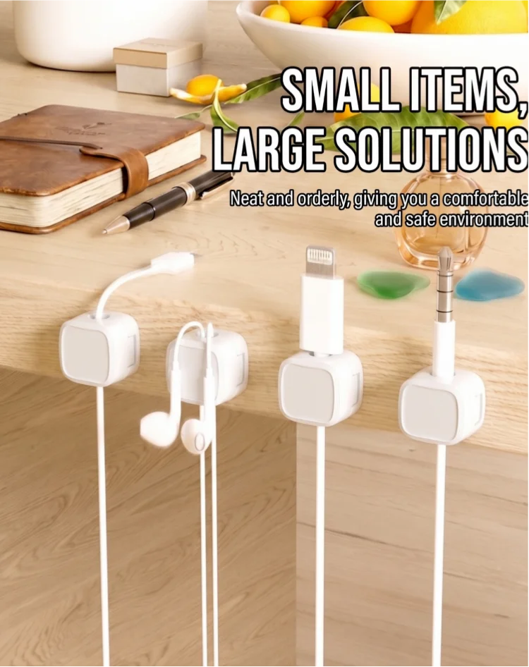 3pcs 코드 정리 홀더 마그네틱 데스크탑 케이블 클립 관리 주방 가전용 숨겨진 전화 충전 코드 홀더