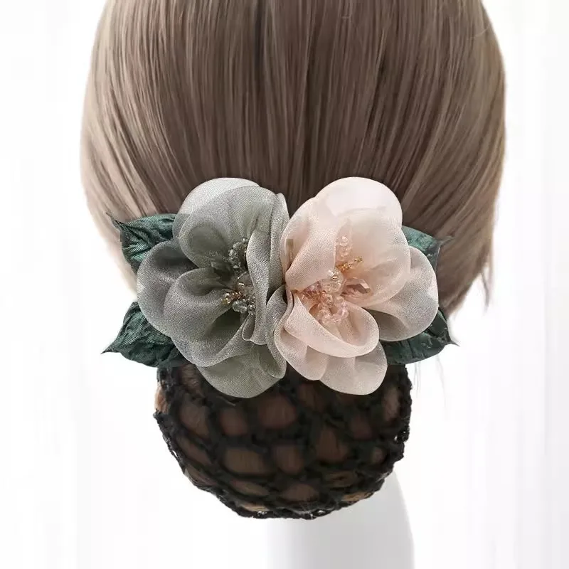 1pc Kopf Blumen mädchen Retro Blume Haarnetz Haars pange Haarnetz Krankens ch wester Haarnetz Manschette Rücken Kopf Stirnband Kopf bedeckung Haarschmuck – Detail 12