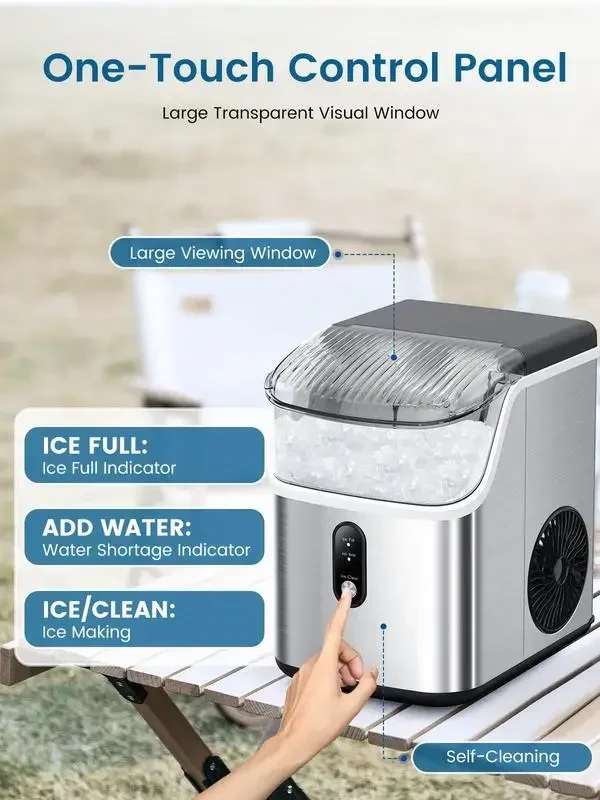 COWSAR Nugget Ice Maker Countertop, Soft Chewable Nugget Ice Cubes Machine, One-Button Quick Making 34Lbs/Day, Self-Cleaning