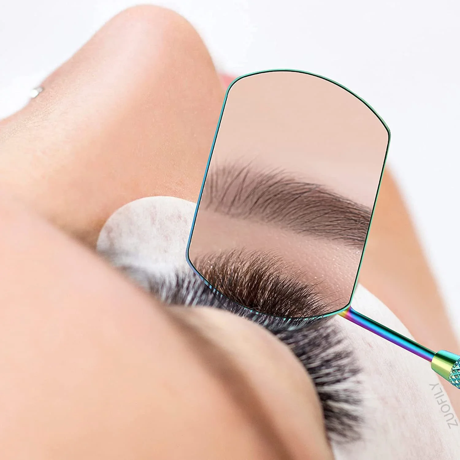 1pcs Multifunction Checking Eyelash Extension Mirror Stainless Steel Long Handle Magnifying Lash Mirror Beauty Makeup Supplies
