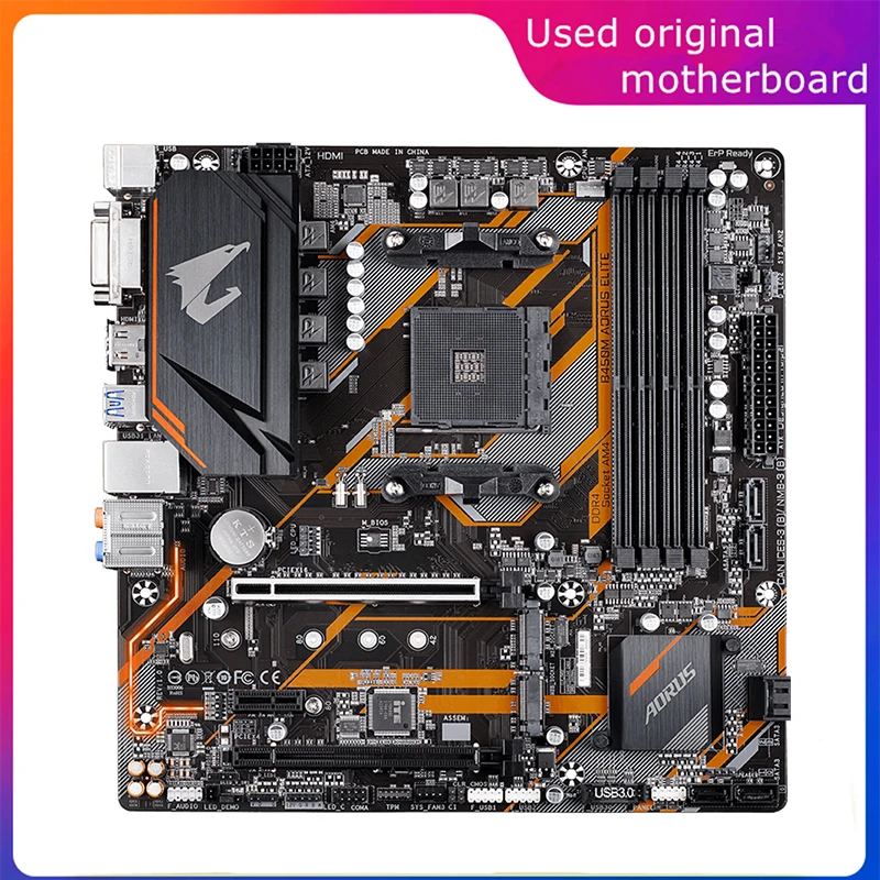 

Used AM4 For AMD B450 B450M AORUS ELITE Computer Motherboard PCI-E3.0 USB3.0 SATA3 AM4 DDR4 128G Desktop Mainboard