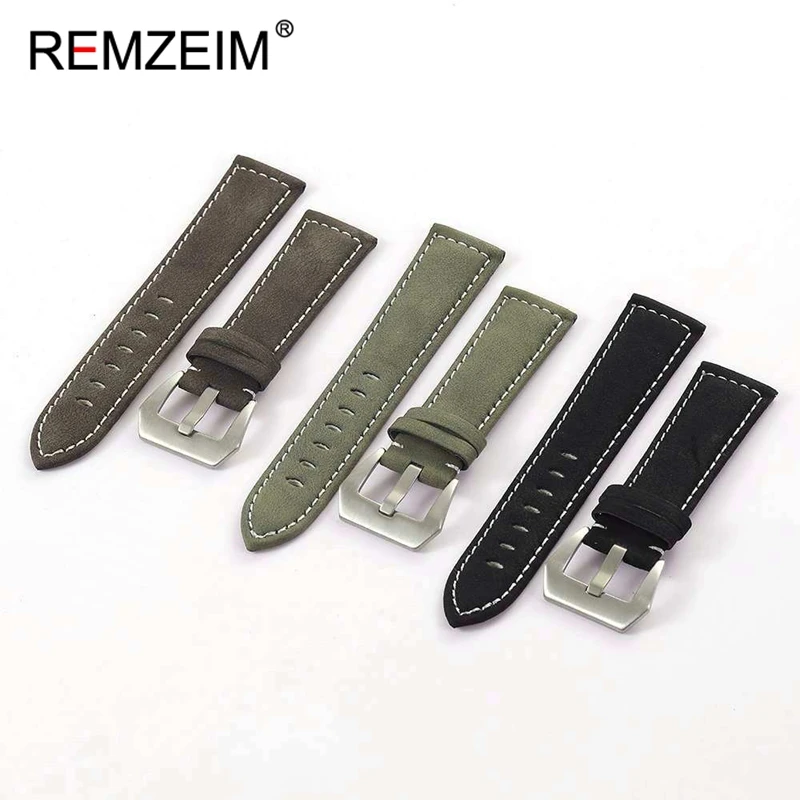 Unisex Retro Matte Leather Wristwatch Band - Black, Yellow, Brown, Green