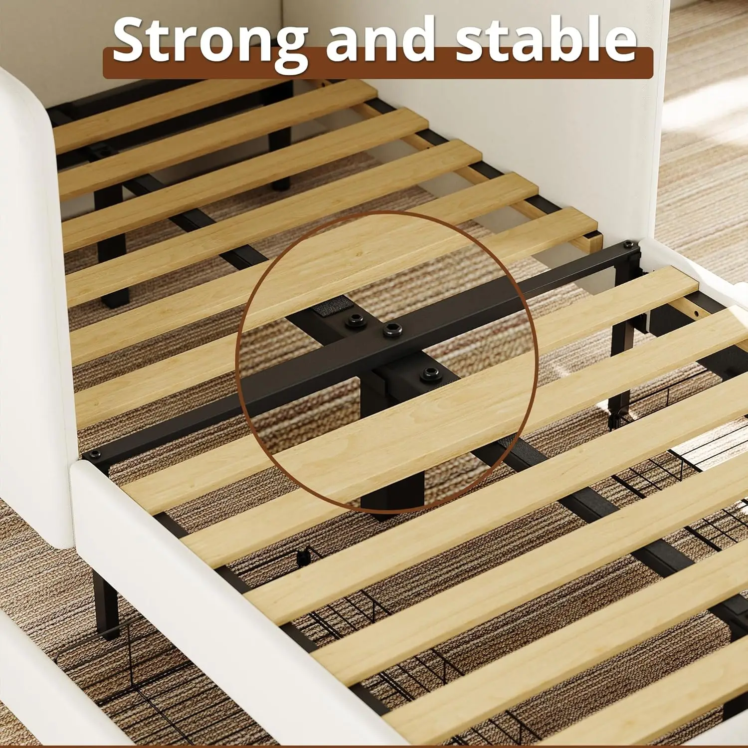 Twin Daybed with Headboard, Corner Bed Frame with Bed Rails and Storage Drawers, Solid Support, for Bedroom Guest Room, Cream