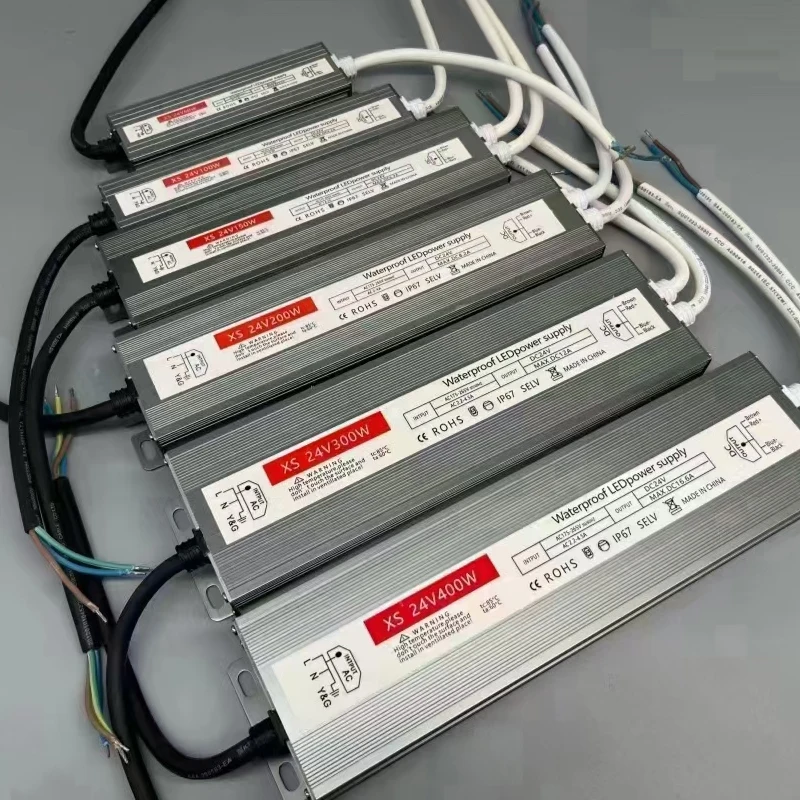 야외 방수 IP67 램프 조명 변압기, AC85-265V DC12V 24V LED 드라이버 전원 공급 장치, 100W 200W 300W 400W 500W 600W