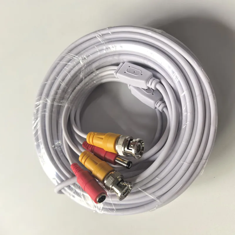 White 2-in-1 BNC + DC Power Video Extension Cable