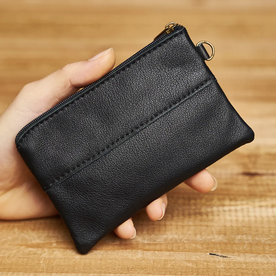 ZRCX Echtem Leder Geldbörse für Männer Frauen Mini Zipper Brieftasche Kleine Geld Tasche Tasche Weibliche Geld Brieftaschen Männer Karte halter – Detail 15