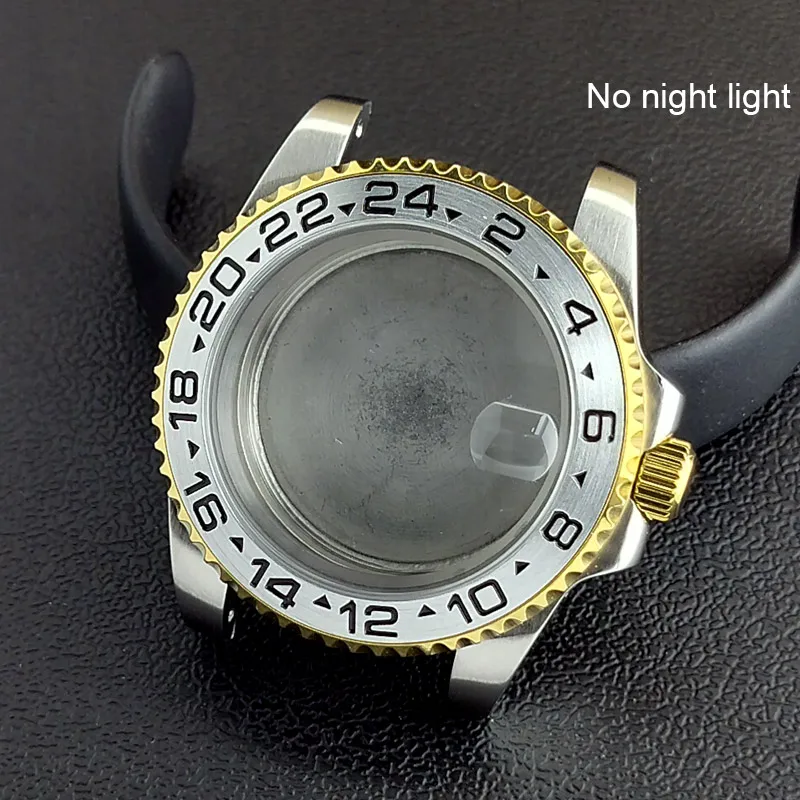 40MM Sapphire Glass GMT Bidirectional Rotation Watch Case with Accessories