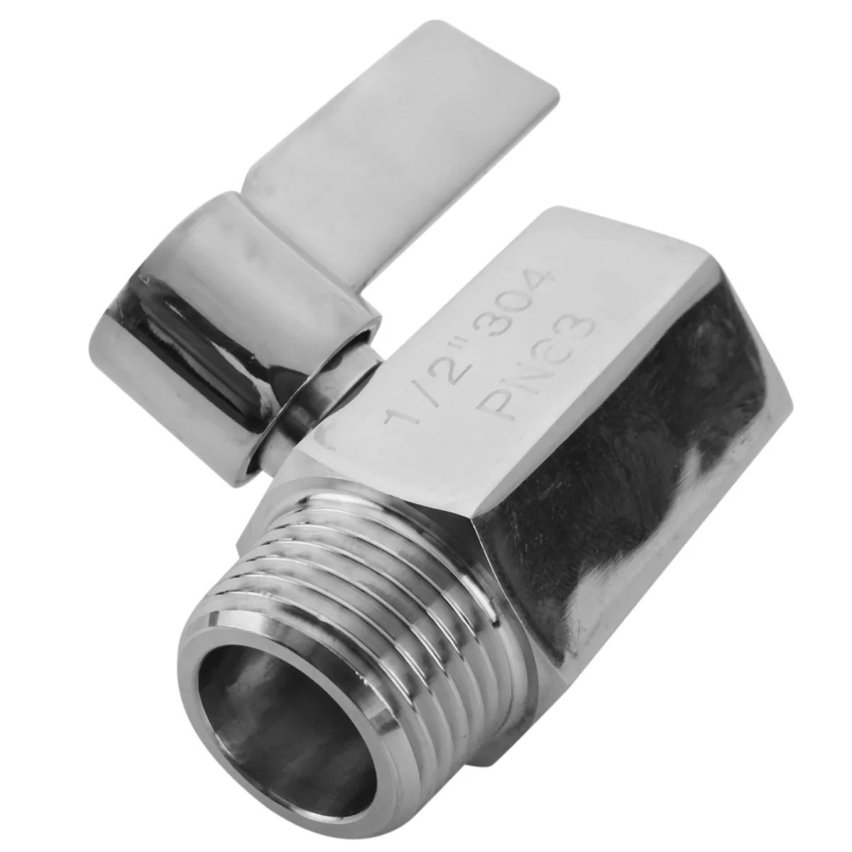 Ball Valve 304 Stainless Steel Mini Ball Valve(1/2 Inch Female x Male) NPT Thread Water Flow Regulator Head Control Valve