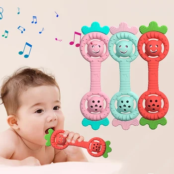 Baby bite glue anti eating hand tool, water boiling grinding tooth stick, silicone strawberry teddy bear, ringing toy 1