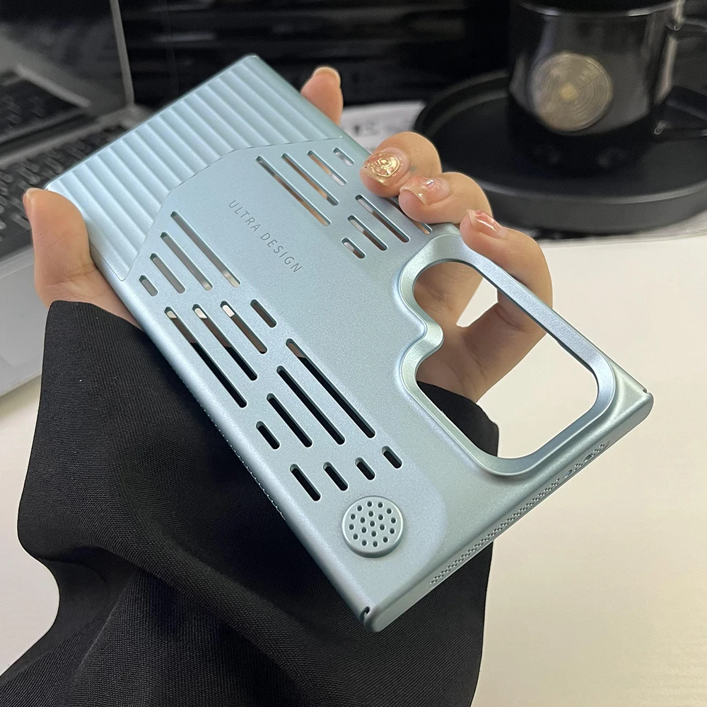 Luxurious Metallic Heat-Dissipating Shockproof Phone Case with Blade Design