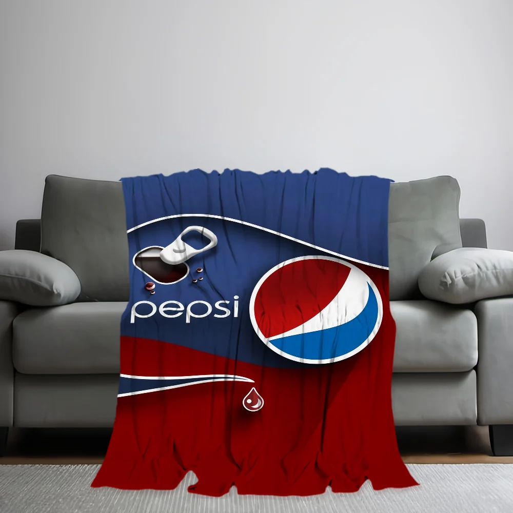 Fashion P-pepsi C-cola Logo Blanket Skin friendly comfort warm soft plush blanket suitable sofa living room office bedroom 3