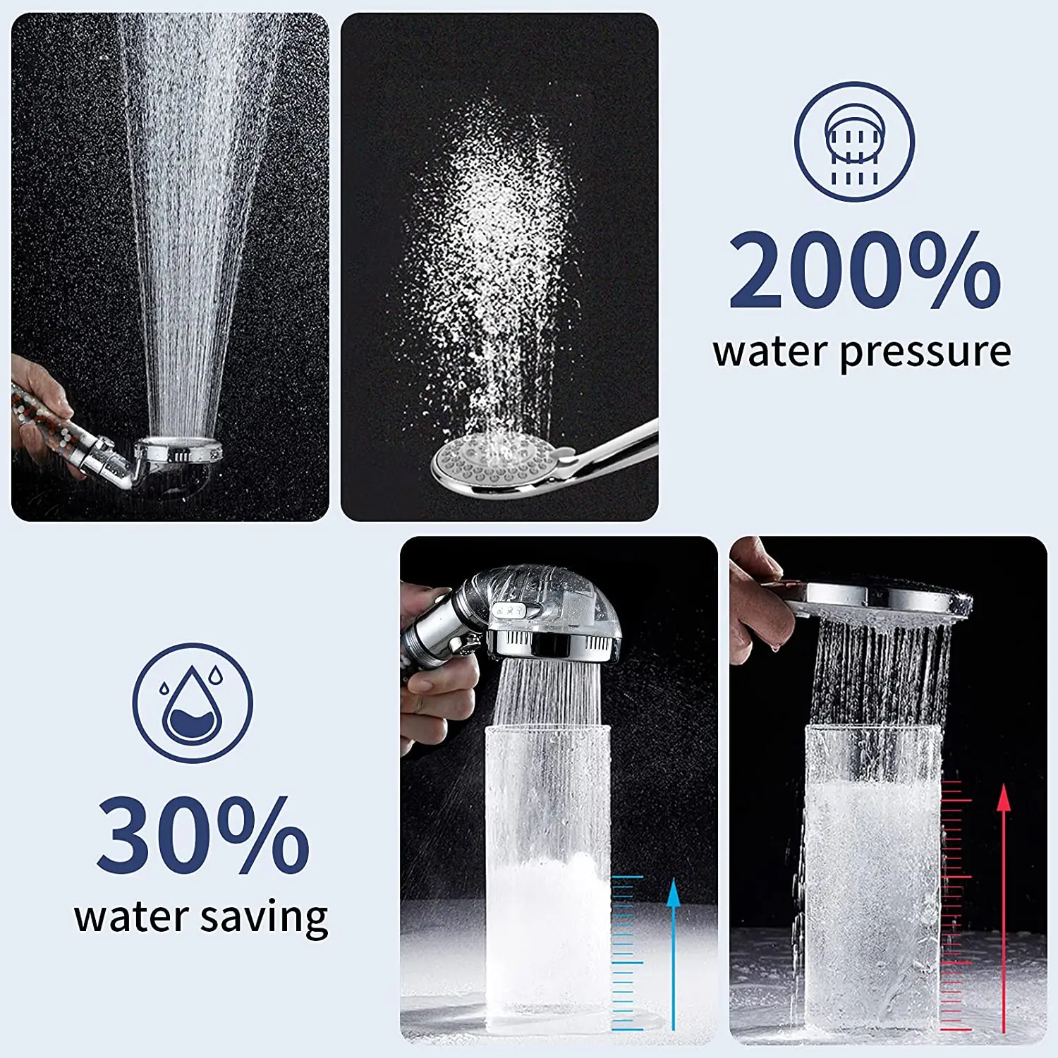 Mineral Balls 3 Modes High Pressure Shower Head with On/Off Switch Filter Water Saving Handheld Showerheads Bathroom Accessories 6