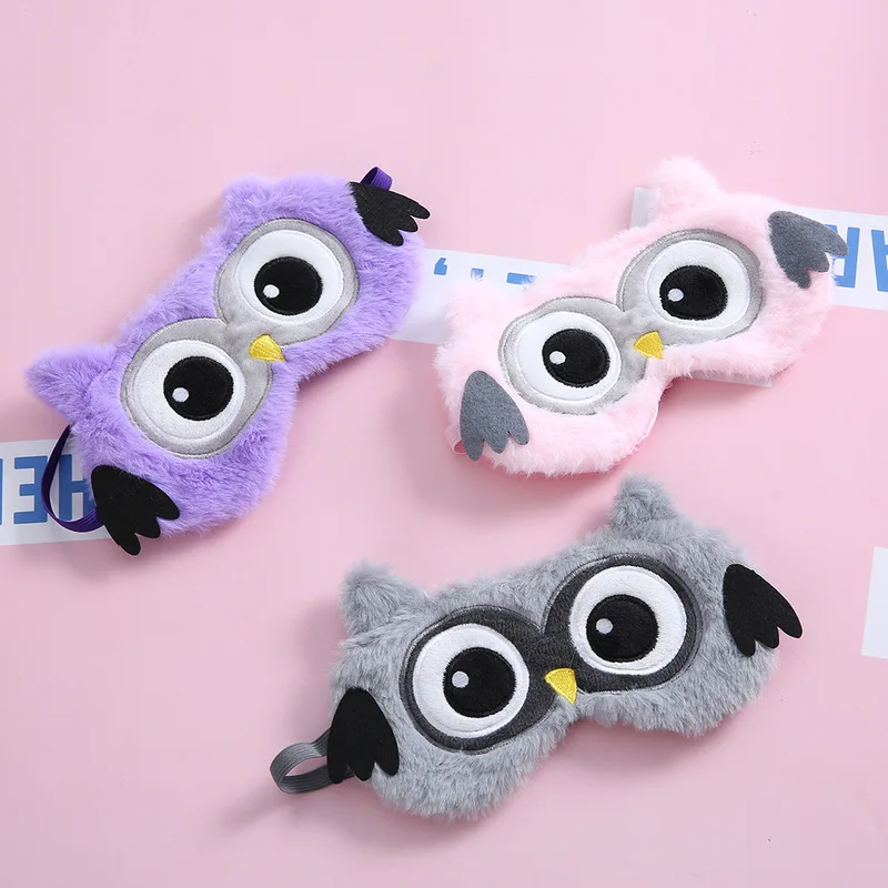 Eye Mask Hot Soft Silk Owl Toy Eye Mask Sleeping Mask Plush Eye Shade Cover 3D Cartoon