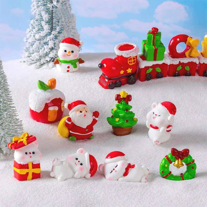 

Мини 3D резиновые рождественские фигурки Санта-Клауса медведя снеговика поезда, украшения на новый год, Рождество, домашнее украшение «сделай сам», микро-пейзаж
