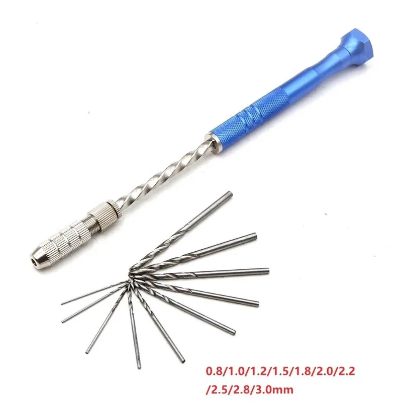 11-Piece Blue Semi-Automatic Hand Twist Drill Set